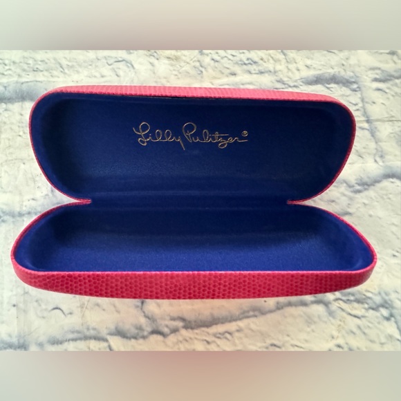 Lilly Pulitzer, hot pink, navy interior. eyeglass case. - Picture 2 of 4